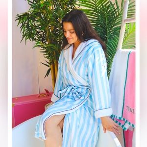 Truly Blue and White Striped Robe Brand New